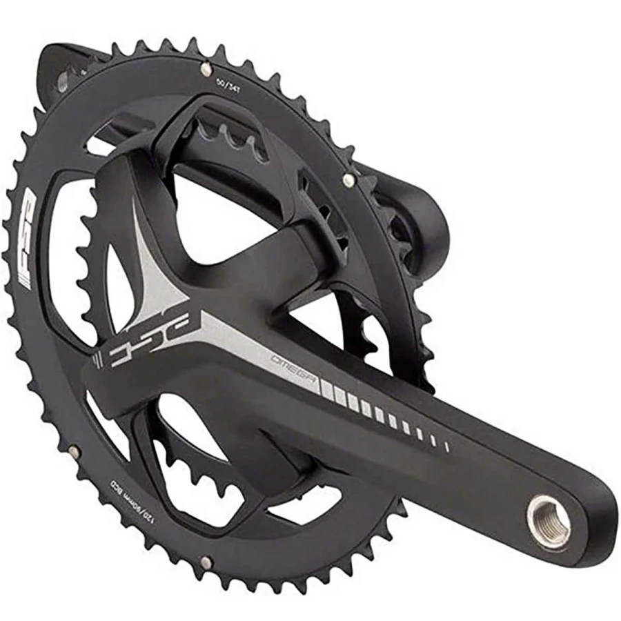 Black FSA Omega Adventure Double Road Crankset 386Evo - High-Performance Bicycle Cranks