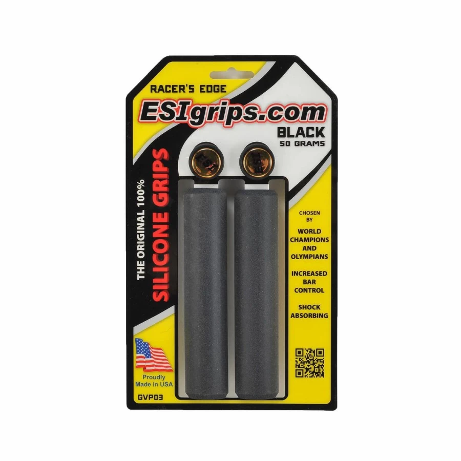 Esi Racer's Edge MTB Silicone Grips - Black, Mountain Bike Handlebar Grips for Superior Comfort and Control