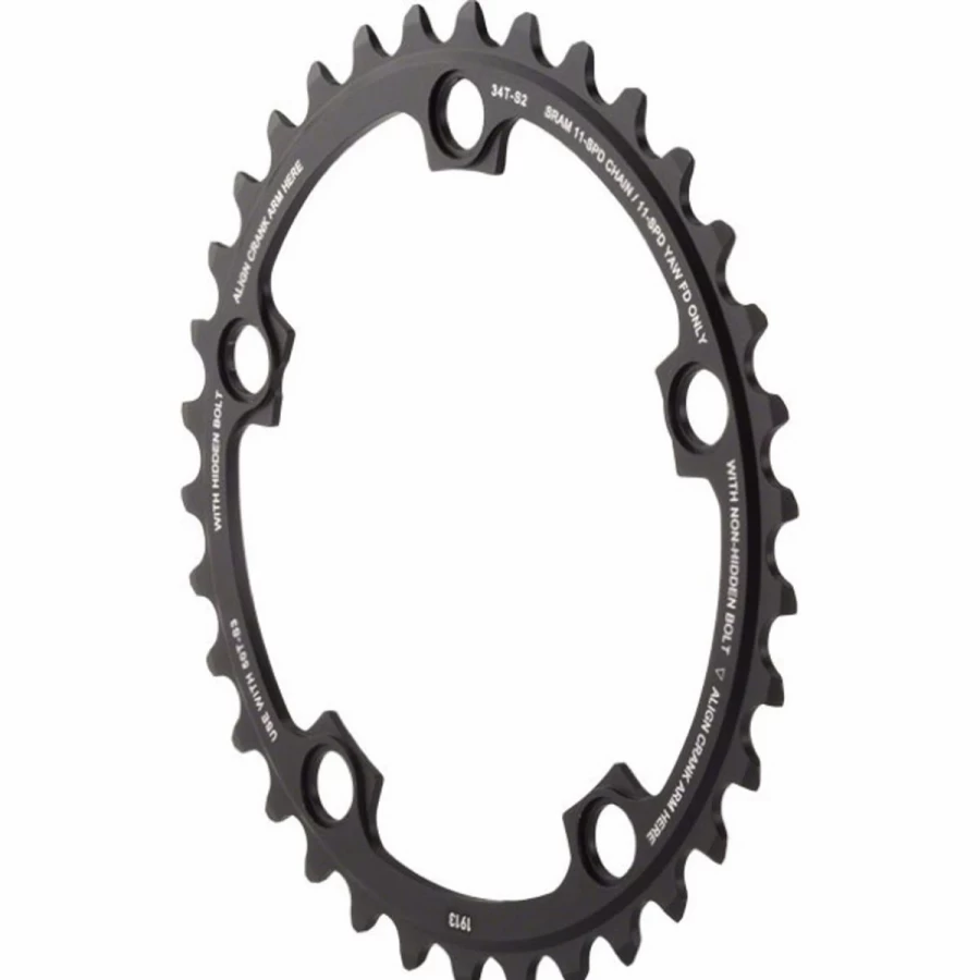 SRAM XG-1150 2X11-Speed Black Alloy Chainring - 2022 Model - Compatible with SRAM 11-Speed Road Groupsets