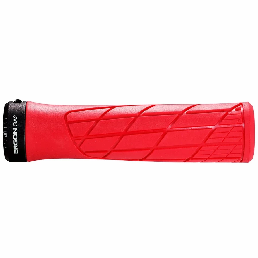 Premium Ergon GA3 Mountain Bike Grips - Red, Comfort Lock-On Handlebar Grips for Enhanced Control