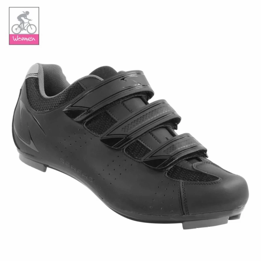Serfas Women's Paceline 3-Strap Black Road Cycling Shoes for Enhanced Performance