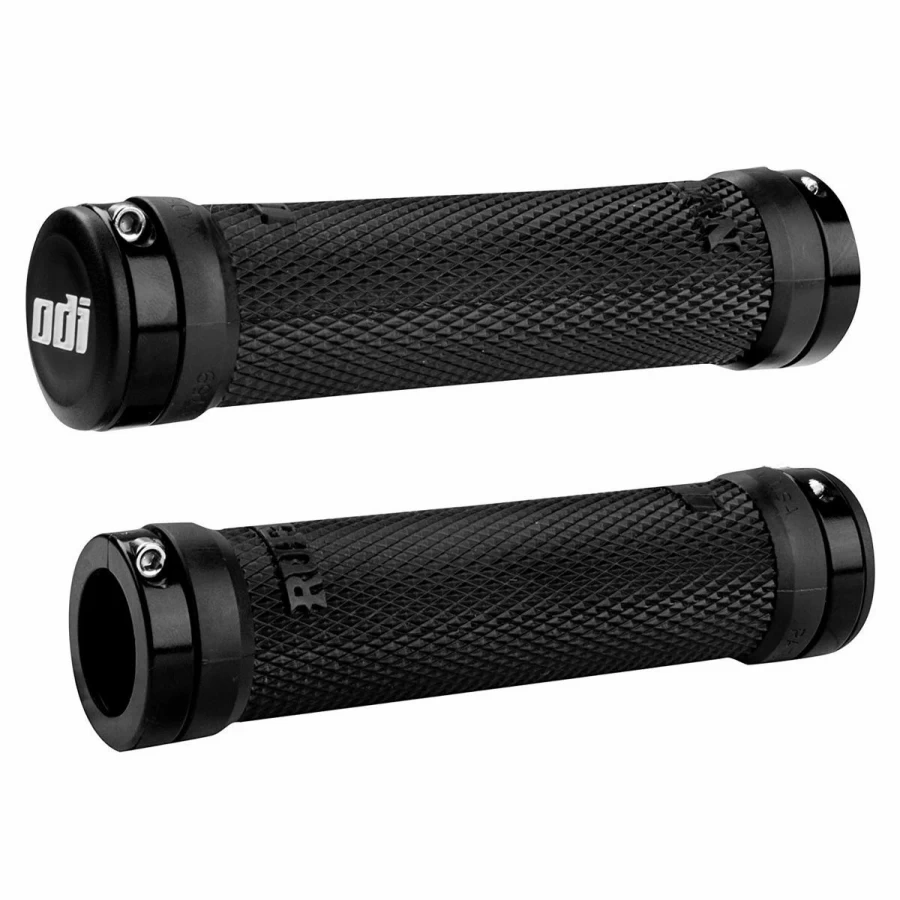 Black MTB Lock-On Grips - ODI Ruffian Bonus Pack for Mountain Bikes